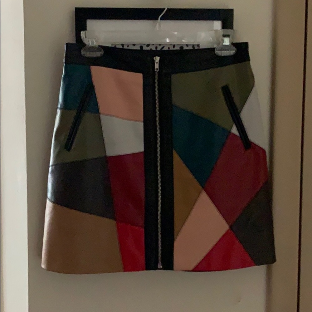 Patchwork leather skirt